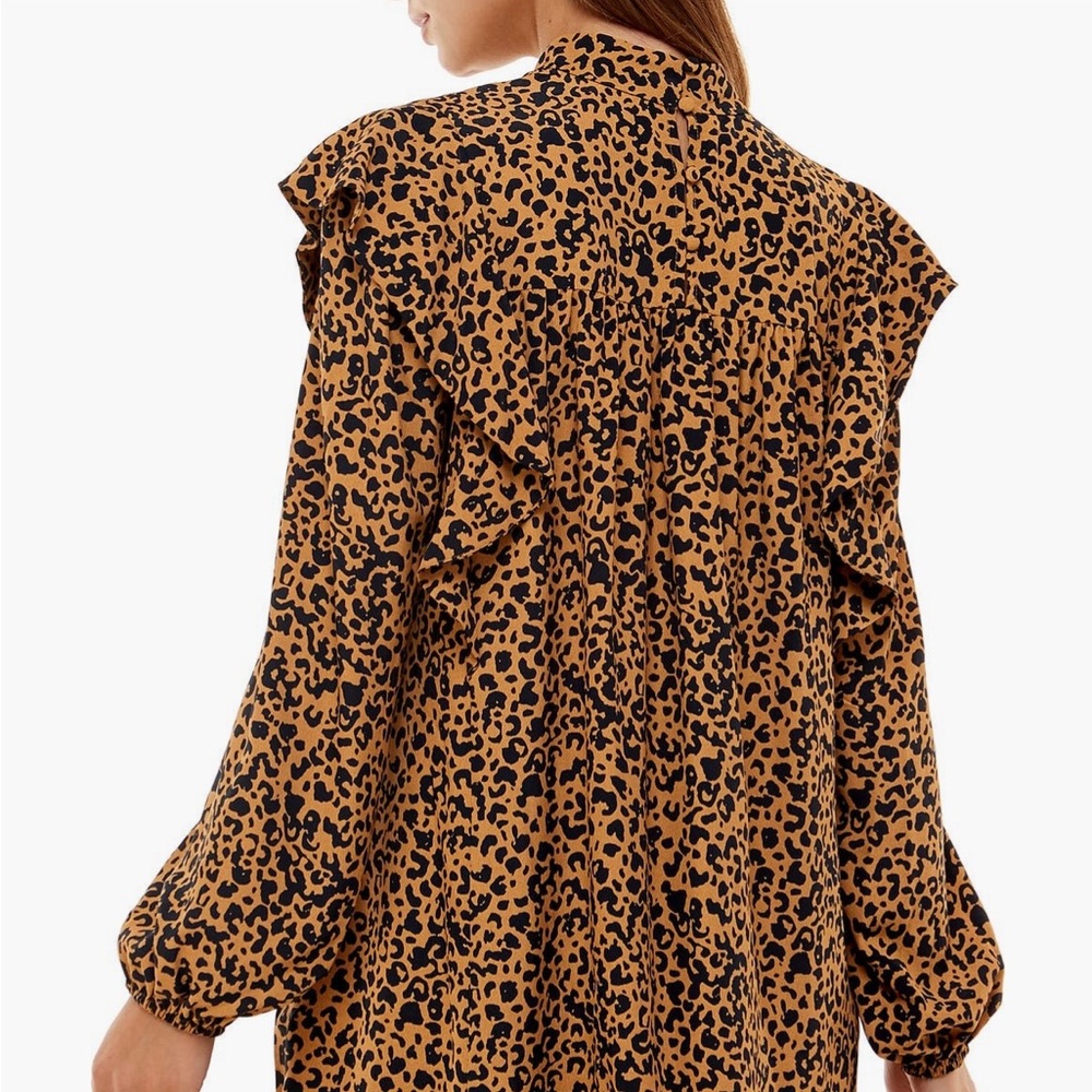 WAYF Pierce Leopard Print Long Sleeve Mock Neck Minidress - Picture 6 of 13